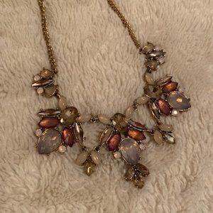 EXPRESS Light Pink/Champagne/Lilac Purple/Gold Tribal Statement Necklace w/ Gems